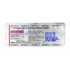 Pantosec - D, Domperidone and Pantoprazole tablets back