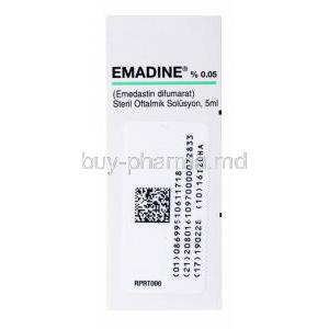 Emadine, Emedastine Eyedrops, 0.05% 5ml, Box front presentation