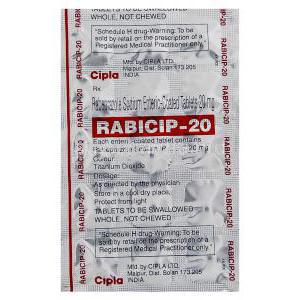 Rabacip, Generic  Aciphex, Rabeprazole 20 mg packaging