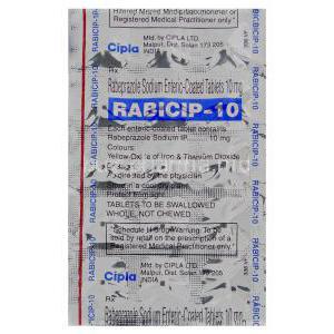 Rabacip, Generic  Aciphex, Rabeprazole 10 mg packaging