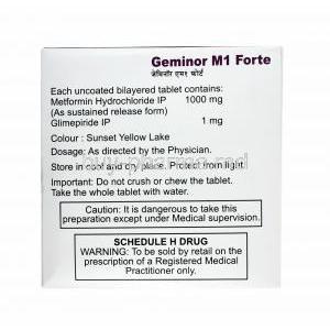 Geminor M Forte 1mg, Glimepiride and Metformin dosage