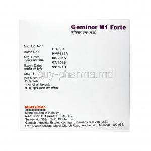Geminor M Forte 1mg, Glimepiride and Metformin manufacturer