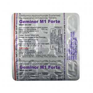 Geminor M Forte 1mg, Glimepiride and Metformin tablets