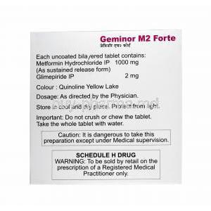 Geminor M Forte 2mg, Glimepiride and Metformin dosage