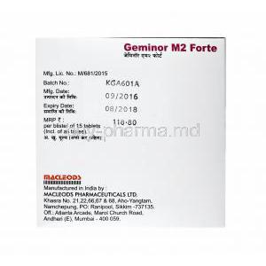 Geminor M Forte 2mg, Glimepiride and Metformin manufacturer