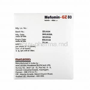 Mefomin GZ, Gliclazide and Metformin manufacturer