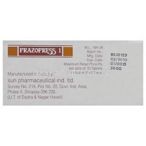Prazocine, Generic  Minipress, Manufacturer info