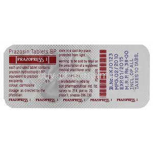 Prazosin, Generic  Minipress, Packaging info