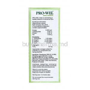 Prowel Dry Syrup nutritional information