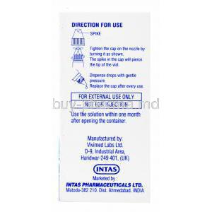 Generic Can-C, Carboxymethylcellulose/ N-Acetyl-Carnosine, box side presentation with pictured directions for use, Intas