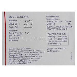 Dexona, Generic Decadron, Dexamethasone 0.5 mg box information