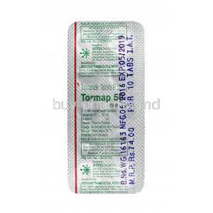 Tormap, Topiramate 50mg tablets back