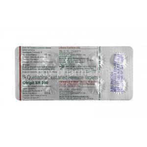 Qtripil, Quetiapine 200mg (SR) tablets back