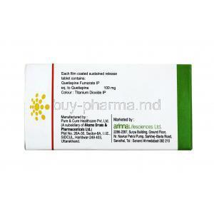 Qtripil, Quetiapine 100mg (SR) dosage