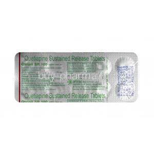 Qtripil, Quetiapine 100mg (SR) tablets back