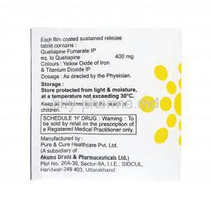 Qtripil, Quetiapine 400mg(SR) dosage