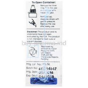 Can-C Eye-drops, Lubricant eye drops with Antioxidant N-Acetylcarnosine, 2 x 5ml vials, Box side presentation with picturized instructions of use, and disclaimer