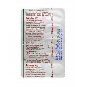 Fritolev, Levetiracetam 500mg tablets back