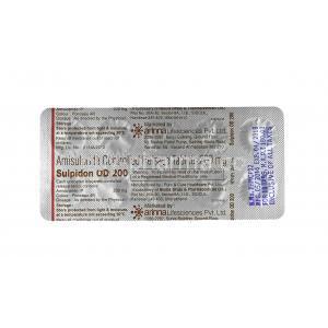 Sulpidon OD, Amisulpride 200mg tablets back