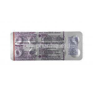 Rospitril, Risperidone 2mg tablets back