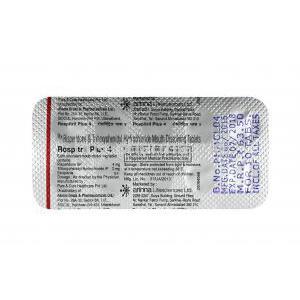 Rospitril Plus, Risperidone and Trihexyphenidyl 4mg tablets back