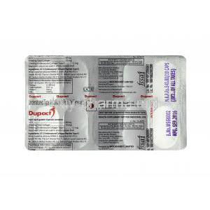 Dupact, Undenatured Type 2 Colagen capsule back