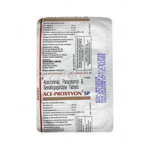 Ace Proxyvon , Aceclofenac, Paracetamol and Rabeprazole tablets back