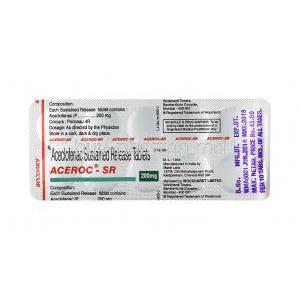 Aceroc, Aceclofenac tablets back