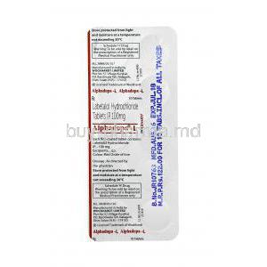 Alphadopa L, Labetalol tablets back