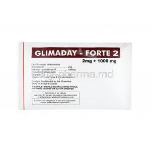 Glimaday Forte, Glimepiride and Metformin 2mg dosage