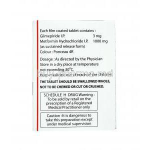 Glimaday Forte, Glimepiride and Metformin 3mg dosage