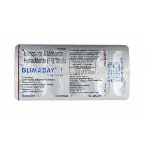 Glimaday, Glimepiride and Metformin tablets back