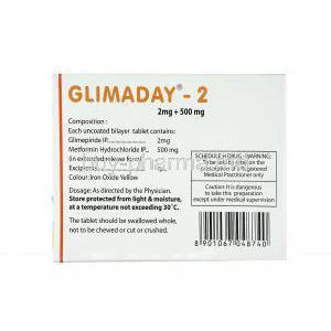 Glimaday, Glimepiride and Metformin 2mg dosage