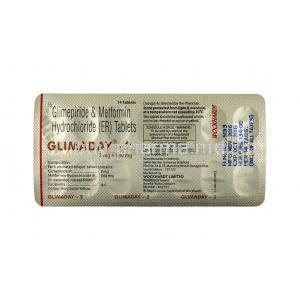 Glimaday, Glimepiride and Metformin 2mg tablets back