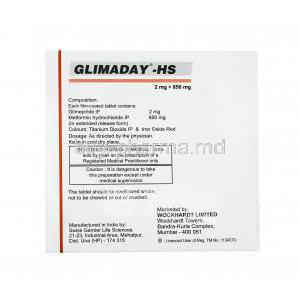 Glimaday HS, Glimepiride and Metformin manufacturer