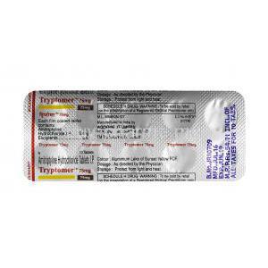 Tryptomer, Amitriptyline 75mg tablets back