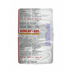 Woklav, Amoxicillin and Clavulanic Acid tablets back