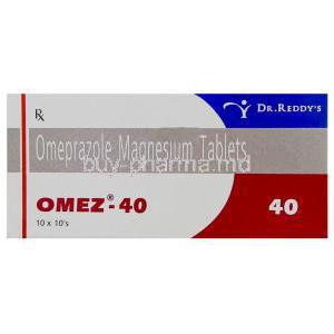 Omez, Generic  Prilosec, Omeprazole 40 mg box