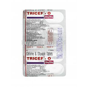 Tricef O, Cefixime and Ofloxacin tablets back