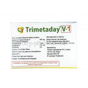 Trimetaday V, Glimepiride and Metformin 1mg manufacturer
