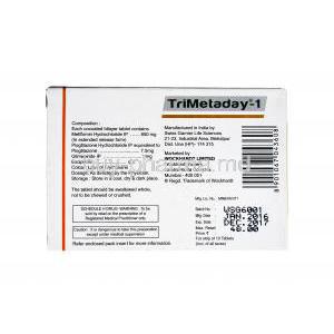 Trimetaday, Glimepiride, Metforminand Pioglitazone 1mg manufacturer