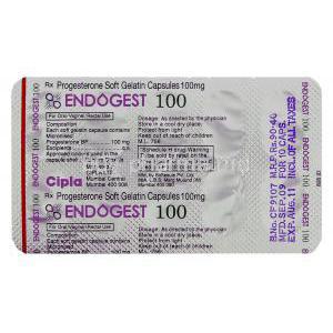 Generic Prometrium, Micronised Natural Progesterone Soft Gelatin capsule 100 mg Packaging info