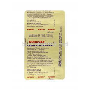 Nuroday, Mecobalamin tablets back