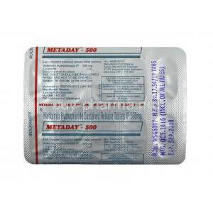 Metaday, Metformin tablets back