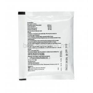 Macrogol P Powder, Polyethylene glycol, Sodium chloride, Sodium bicarbonate and Potassium chloride sachet back