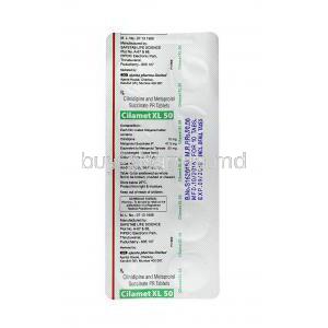 Cilamet XL, Cilnidipine, Metoprolol, Cilnidipine and Metoprolol tablets back