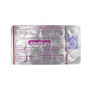 Atrofit, Atorvastatin 40mg tablets back