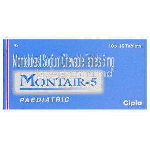 Generic  Singulair, Montelukast 5 mg box
