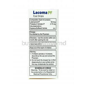 Lacoma PF Eye Drop, Latanoprost dosage