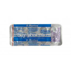 D Montus , Desloratadine and Montelukast tablets back